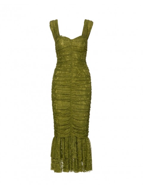 MIX AND MATCH Layla Lace Olive Dress Λαδί Φόρεμα